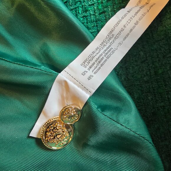 NWT ZARA Green Buttoned Textured Tweed Blazer XXL - Picture 5 of 15